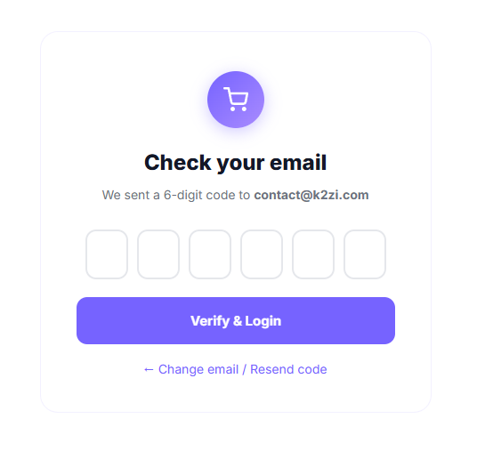 K2ZI OTP verification page